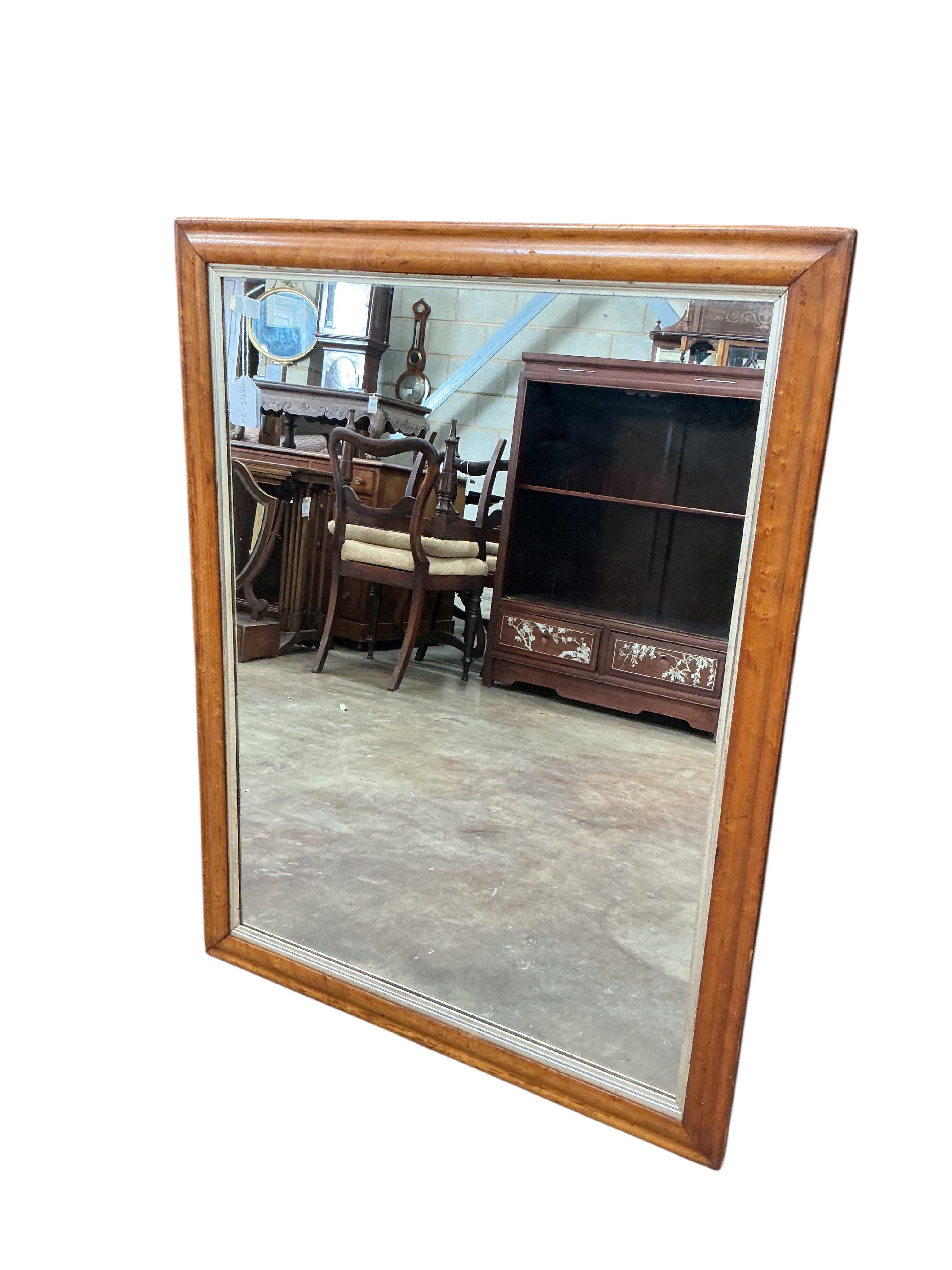 A Victorian rectangular maple frame, now as a wall mirror, width 74cm, height 97cm
